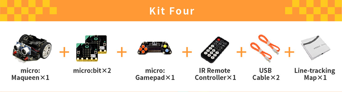 micro: Maqueen, micro:bit, micro:Gamepad, IR Remote Controller)   